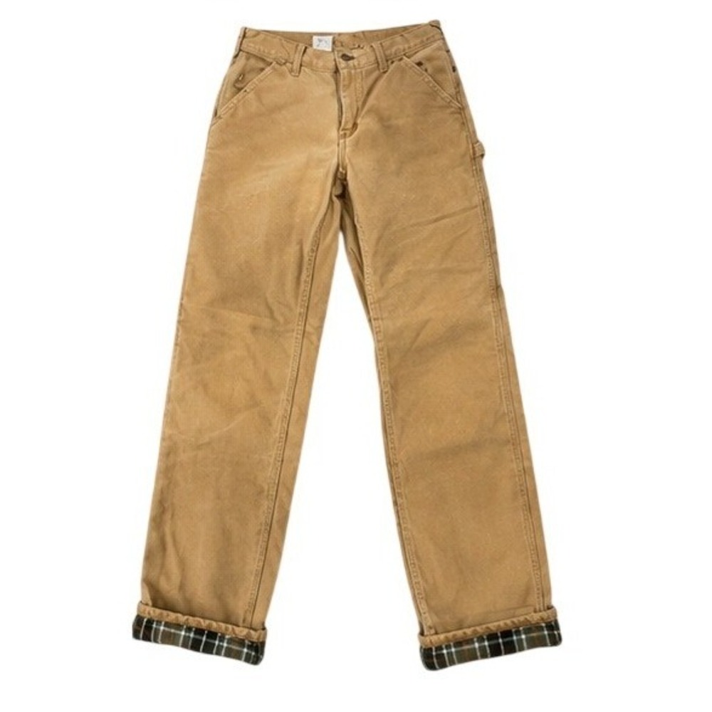 Carhartt Flannel Lined Canvas Work Pants Men 30x32 Tan Original Fit Straight Leg - Picture 3 of 14